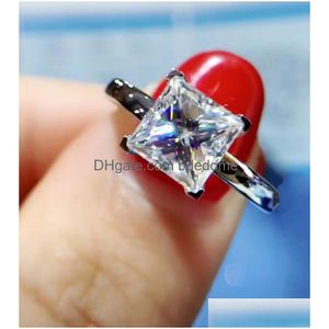 Band Rings Jewelry Soild 925 Sterling Sier Ring 0.8Ct Sona 5A Zircon Stone Cz Engagement For Women Men Drop Delivery Dhxsr