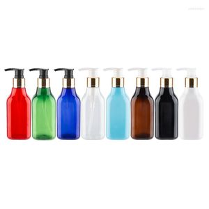 Förvaringsflaskor 200 ml x 30 tom guld krage lotion pump plast schampo duschgel container med vit 200cc kapacitet