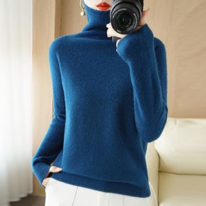 Women's Sweaters Autumn Winter Wool Blend Sweater Woman Horseshoe Design Pile Collar Pullover Casual Knitted Tops Cashmere Female Sweater 230306