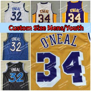 Винтаж 34 Shaquille ONeal Jersey Мужские сшитые 34 Shaq Баскетбольные майки нестандартного размера 3XL 4XL