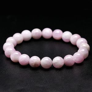 Charm Bracelets Natural Kunzite Stone Beads Bangle Elastic Women Stretch Bracelet Lavender Color Stone Healing Gems For Girl Gifts Jewelry 230306