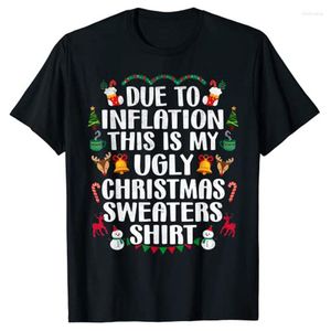 Men's T Shirts Funny Due To Inflation Ugly Christmas Sweaters Mens Womens T-Shirt Sarcastic Sayings Quote Graphic Tee Tops Xmas Costume