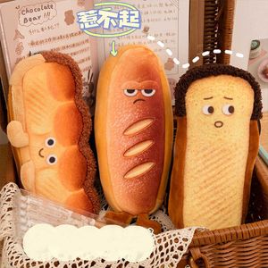 Blyertspåsar Creative Mood Bread Pencil Case Large Capacity Zipper Funny School Pencil Cases Kawaii Stationery Storage Påsar levererar J230306