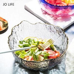 Ciotole JO LIFE Irregolare Intarsio Oro Bordo Ciotola Di Cristallo Piatto Conservazione Di Frutta Stoviglie Da Cucina Dessert Insalata Bicchiere