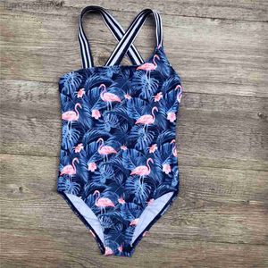 One-Pieces 3-14 Years Girls Swimsuit Swimwear Flamingo Print Children Girls One Piece Swimsuit Beachwear 2020 Kids Girls Swimwear Monokini W0310