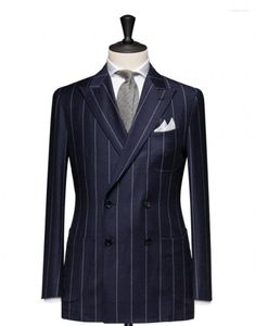 Kostium męski Homme niebieski pasek męskie męskie smokowanie ślubne Man Tuxedos Man Blazer Terno Masculino 2 sztuki kurtka spodnie