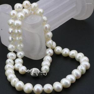 Chains Fashion Women Natural 8-9mm White Pearl Freshwater Cultured Beads Necklace Jewelry Making Elegant Chain Choker 18inch B3234