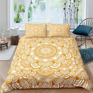 寝具セットBohemia Luxury 3d 2/3pcs Boho Mandala Flower Set Comforter Duvet Quilt Cover Cover Home Textile Queen and Kingサイズ