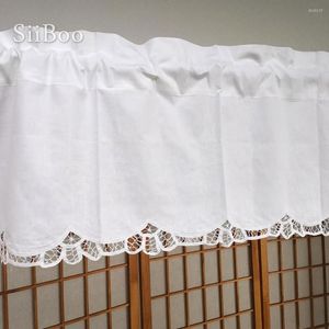 Kurtyna w stylu duszpasterska biała haft koronkowy bawełniany okno wykuszowe pół krusze do sypialni kuchnia / kawa rideaux sp6068