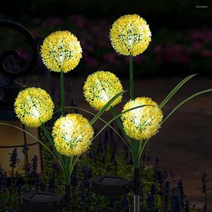 Led Güneş Işıkları 3 Kılıç Simülasyonu Dış Çim Balkonlu Veranda için Dandelion Dekorasyon Lambası