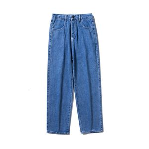 Mäns jeans överdimensionerade retro gotiska broderier tvättade blå denim herrar byxor harajuku rak casual par jeans lösa jean byxor 230303