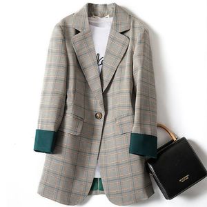 Kvinnors kostymer Blazers Kvinnor Business Casual Suit Office Clothes For Women Coats Woman Autumn Elegant Long Women's Overalls Vintage Designad Coat 230306