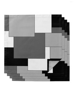 Table Napkin Black Grey Patchwork Abstract Art 4/6/8pcs Cloth Decor Dinner Towel For Kitchen Plates Mat Wedding Party Decoration