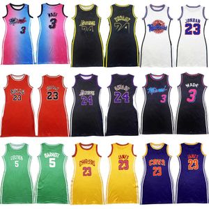 Damen-Kleider, Designer-Design, sexy Basketball-Buchstabenmuster, bedruckt, lässiges Kleid, doppelseitig, ärmellos, einteiliger Rock