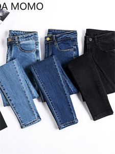 Calça jeans feminina calça jeans feminina jeans feminina de cor preta Donna esticar calças magras para mulheres calças 230306