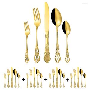 Dinnerware Sets Royal tipo 20pcs Conjunto de tabela de tabela de tabela de aço inoxidável Calheres de talheres de talheres de casamentos de faca de colher dourada