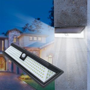 118 LED Solar Wall Light Outdoor Solar Lampa zasilane światło słoneczne 3 Tryby Pir Motion czujnik do dekoracji ogrodu ulice Ściany Crestech168