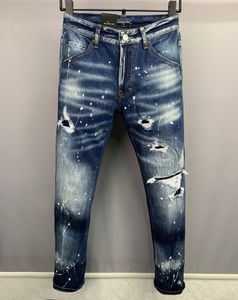 DSQ PHANTOM TURTLE Jeans män Herr lyxiga designerjeans Skinny Ripped Cool Guy Causal Hole Denim Modemärke Fit Jeans Herr Washed Pants 61262