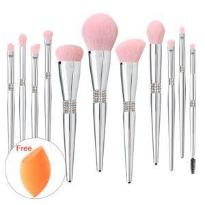 Itens de beleza pincel de maquiagem rosa logotipo personalizado amostras grátis fabricantes de maquiagem de maquiagem SMP20021-12 e 14pcs e rose goid chic titular