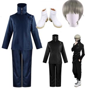 Anime Costumes Anime Jujutsu Kaisen Tatoo Tage Inumaki Cosplay Come Wig Top Pants Halloween Party School School School Full Sets Buty Men Z0301