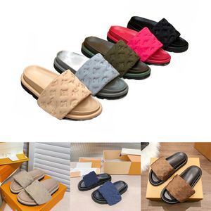 Slides Tofflor Designer Sandaler Män Kvinnor Sommar Platta Mules Sandaler Kvinna Strandmode Tofflor Äkta läder