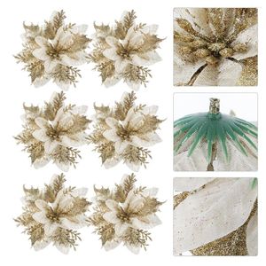 Flores decorativas Poinsettia Glitter Tree Artificial Flower Decorations