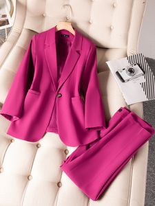 Женские костюмы Blazers Women Work Wear Cast Come Coffee Pink Black Office Ladies Business 2 Piece Set Single Single Blazer и Blouser 230306