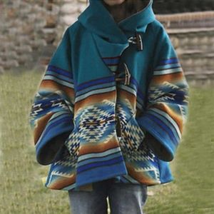 Women's Wool Blends 2023 winter Amazon autumn and winter new women's loose printed woolen coat 5 colors 8 T230303