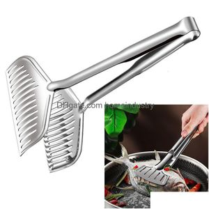 Bbq Tools Accessories Barbecue Cooking Tongs Stainless Steel Fried Fish Spata Clip For Beef Steak Bread Grilling Drop Delivery Hom Dhv6N