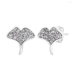 Stud Earrings Pave 925 Sterling Silver Tree Leaf Sparkling Jewelry For Sister Mother Wife Friends Gift 2023 Winter Est