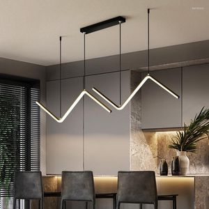 Chandeliers Modern Led Chandelier Light For Home Living Room Dining Kitchen Creative Strip Hanging Suspension Lamps Lighting Fixtures