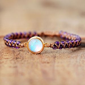 Charm Bracelets Stone Wrap Bracelets Femme Amethysts Opal String Braided Yoga Friendship Bracelet Bangle Bohemian Jewellery 230306