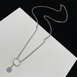 Collane con pendente a combinazione di cerchi solitari Collane con ciondoli a disco in argento da donna Gioielli da collo regolabili più grandi per donna