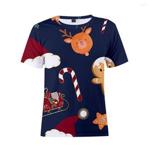 Erkek Tişörtleri Noel 3D Baskı Moda Erkek ve Kadınlar Kısa Kollu T-Shirt Yumuşak Materyal Açık Gevşek Gevşek Çocuklar