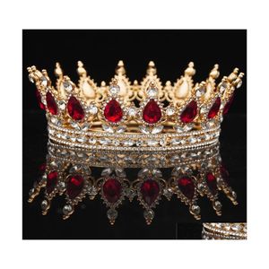 Kopfbedeckungen Brautkristalle Vintage Royal Queen King Tiaras und Kronen Männer/Frauen Pageant Prom Diadem Haarschmuck Hochzeit Schmuck D Dhptv
