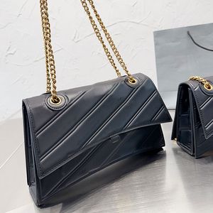 Klassisk timglas crossbody väska kedja kross handväskor handväska äkta läder mode bokstäver guld hårdvara klaff axelpåsar vanlig halv mån plånböcker