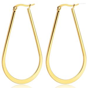 Hoop Earrings Fashion Titanium Steel Stainless Oval Squashed Large Wire Female Exaggerated