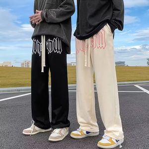 Men's Pants American Style Letter Print Straight Pants For Men High Street Loose Trousers Casual Joggers Hip Hop Drawstring Sweatpants 230303