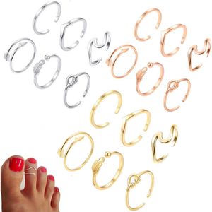 Pierścienie klastra 6pcs Summer Beach wakacje Knuckle Foot Otwarte palce u nogi dla kobiet dziewczęta palec regulacyjny biżuteria hurtowa 230303