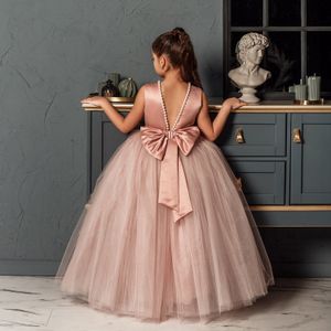 Girl's Dresses 514Y Teenage Bridesmaid Girl Long Evening Dress Children Kids Dresses for Girls Graduation Communion Gown Prom Party Lace Dress 230303