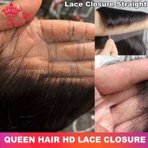 HD LACE REAL Invisible Spets Closure Brazilian Straight Hair 6x6 5x5 4x4 Toppkvalitet Virgin Human Raw Hair Queen Hårprodukter Gratis frakt för världen