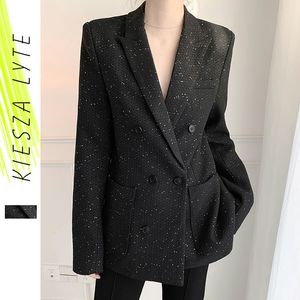 女性のスーツブレザー韓国のファッションスーツジャケット女性ブラックスーツブレザーオフィスレディースブレザービジネスジャケット
