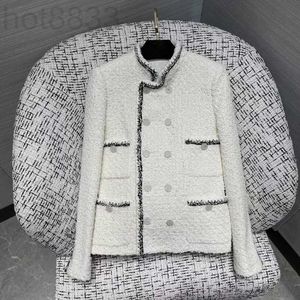 Kvinnors jackor designer ny 2023 varumärke jacka ootd mode höst vinter hög version metall kedja tweed coat fritid vår kvinnor födelsedag x18c