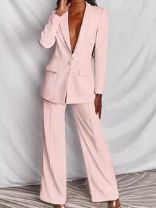 Women's Suits Blazers Women Summer Elegant Trousers Suit Office Ladies Casual Business Two Pieces Blazer Set Femme Fashion Formal Vintage Outfits 230306