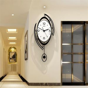 MEISD dekoracyjny zegar ścienny wahadło nowoczesny Design dekoracja zegarka strona główna kwarcowy kreatywny salon Horloge 220303237D
