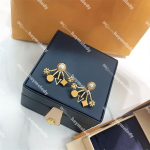 Luksusowe listowe koniczyny stadniny kolczyki projektant dla kobiet perłowe złote kolczyki koła kochanek prezent urodzinowy rocznica z pudełkiem