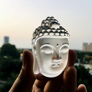 Figurki dekoracyjne naturalny przezroczysty kwarc rzeźbiony Buddha Uzdrawiający Kryształ DIY Naszyjnik Figurka Figurka Feng shui wystrój domu szczęście