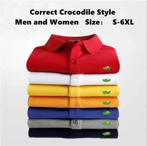 Klassisk mode fransk designer mens tees polos skjorta sommar casual man kvinnor sommar unisex plus storlek lapel andningsbar krokodil broderi affärsgolf t-shirt