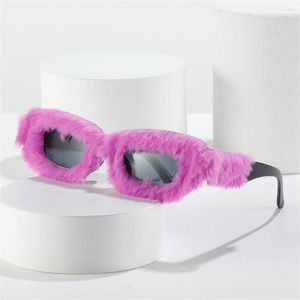 Sonnenbrille handgemachte Cosplay Party Plüsch Brille kleine Rahmen Sonne Dekor Rechteck