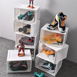 Thickened PP storage box acrylic transparent shoe box thickened magnetic absorption sodium shoe box dustproof display shoe cabinet